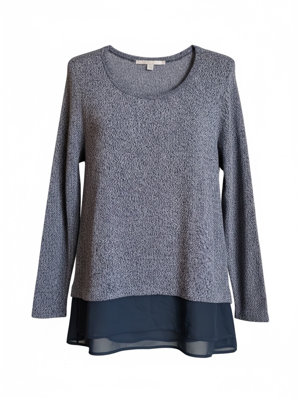 Valerie Stevens Gray Layered Hem Long Sleeve Top